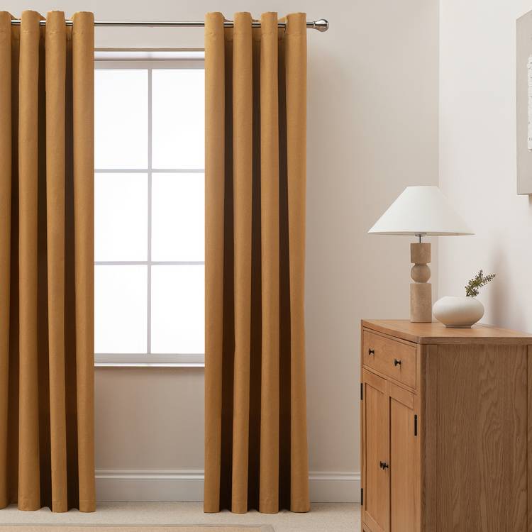 Habitat Blackout Eyelet Curtains - Mustard - 117x137cm