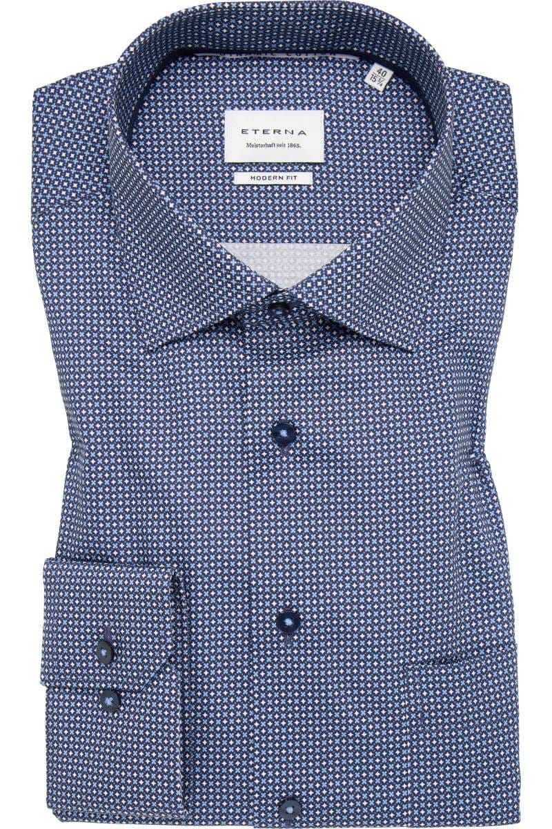 ETERNA Dynamic Cotton Modern Fit Hemd dunkelblau, Bedruckt
