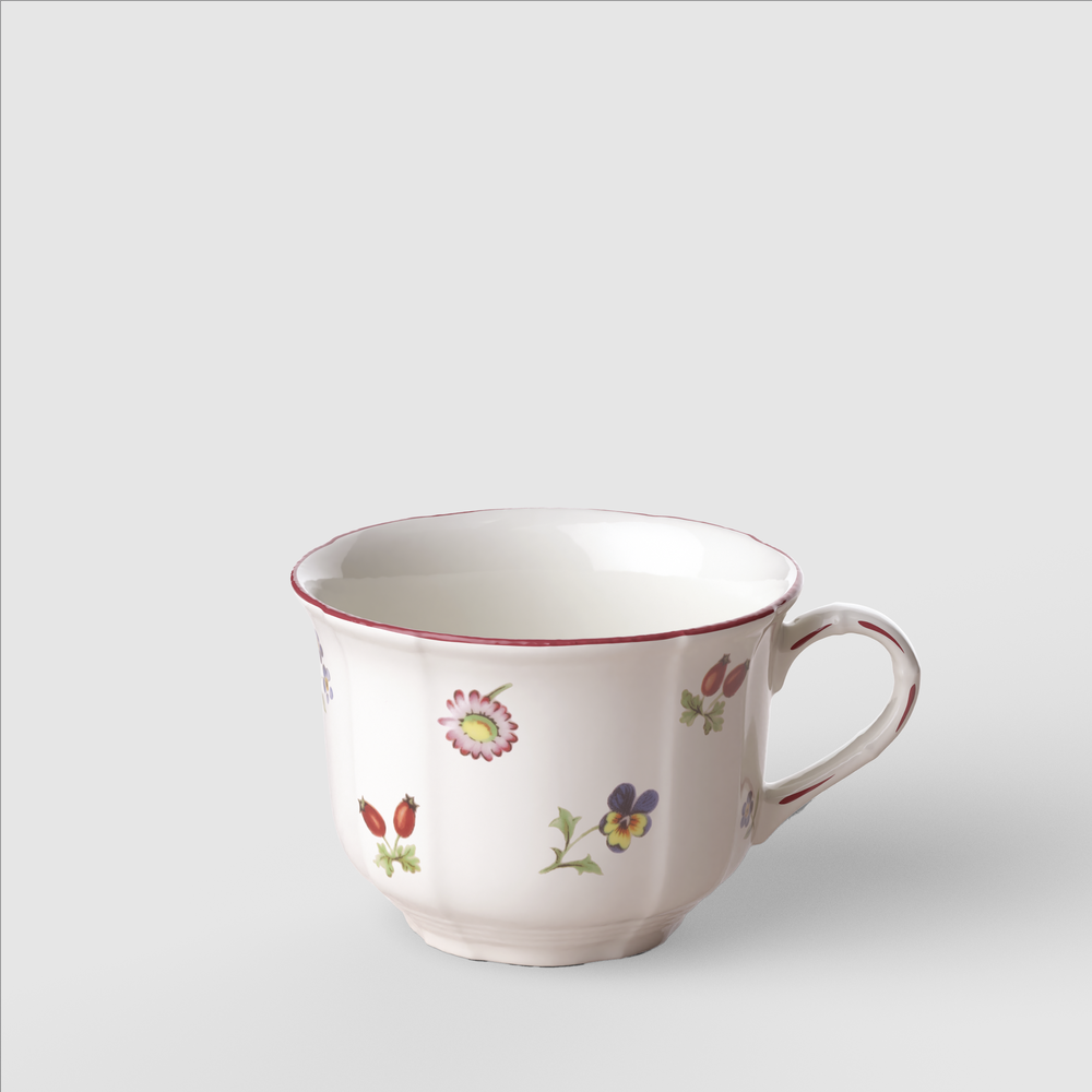 Petite Fleur Cappuccino cup - White, 8.8 oz, Premium Porcelain