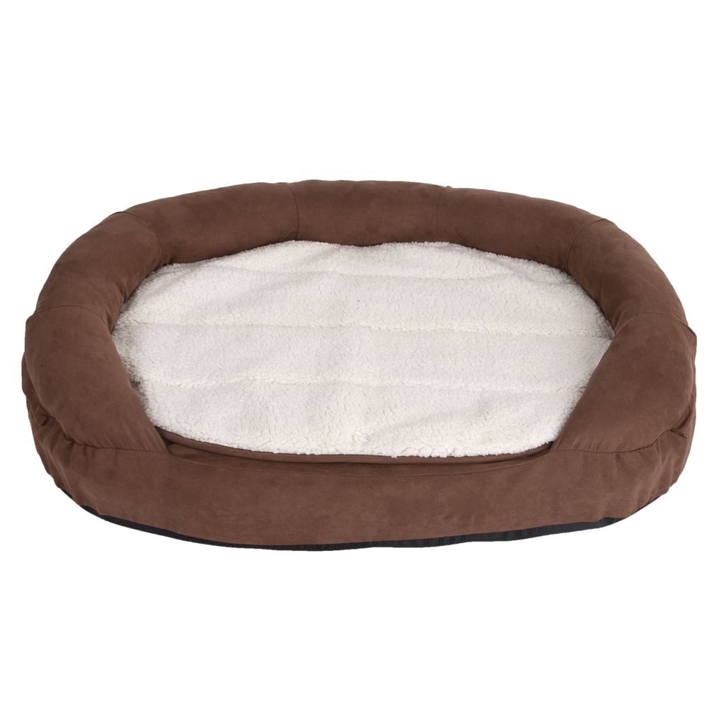 Oval Memory Foam Dog Bed - Brown