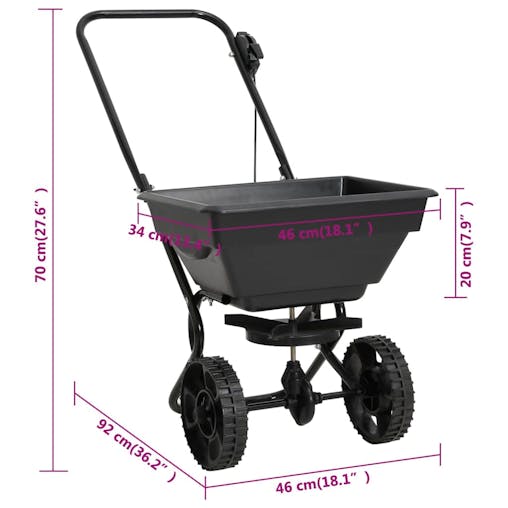 NNEVL Walk Behind Salt Spreader PVC and Steel 92x46x70 cm 15 L
