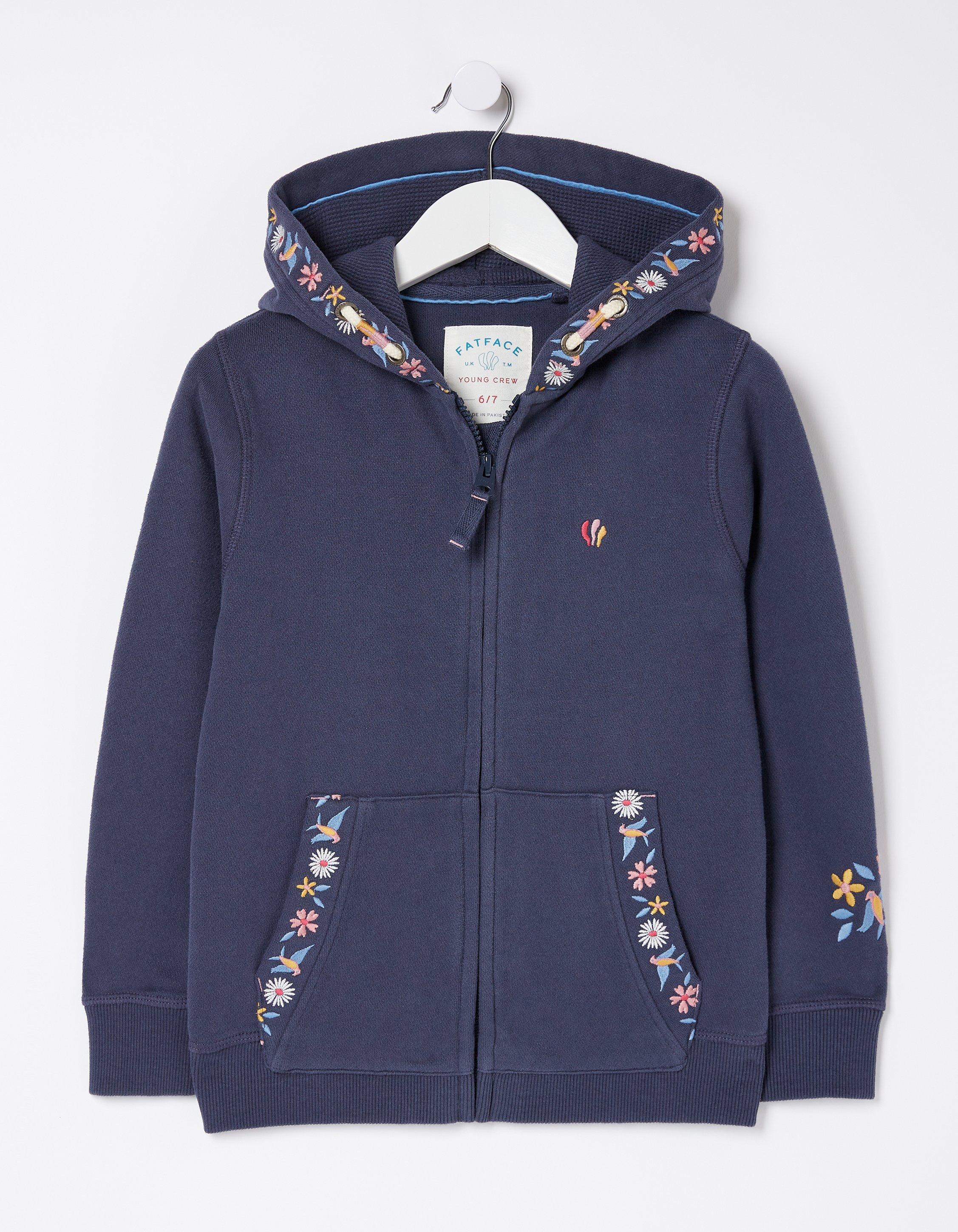 Embroidered Zip Through Hoodie