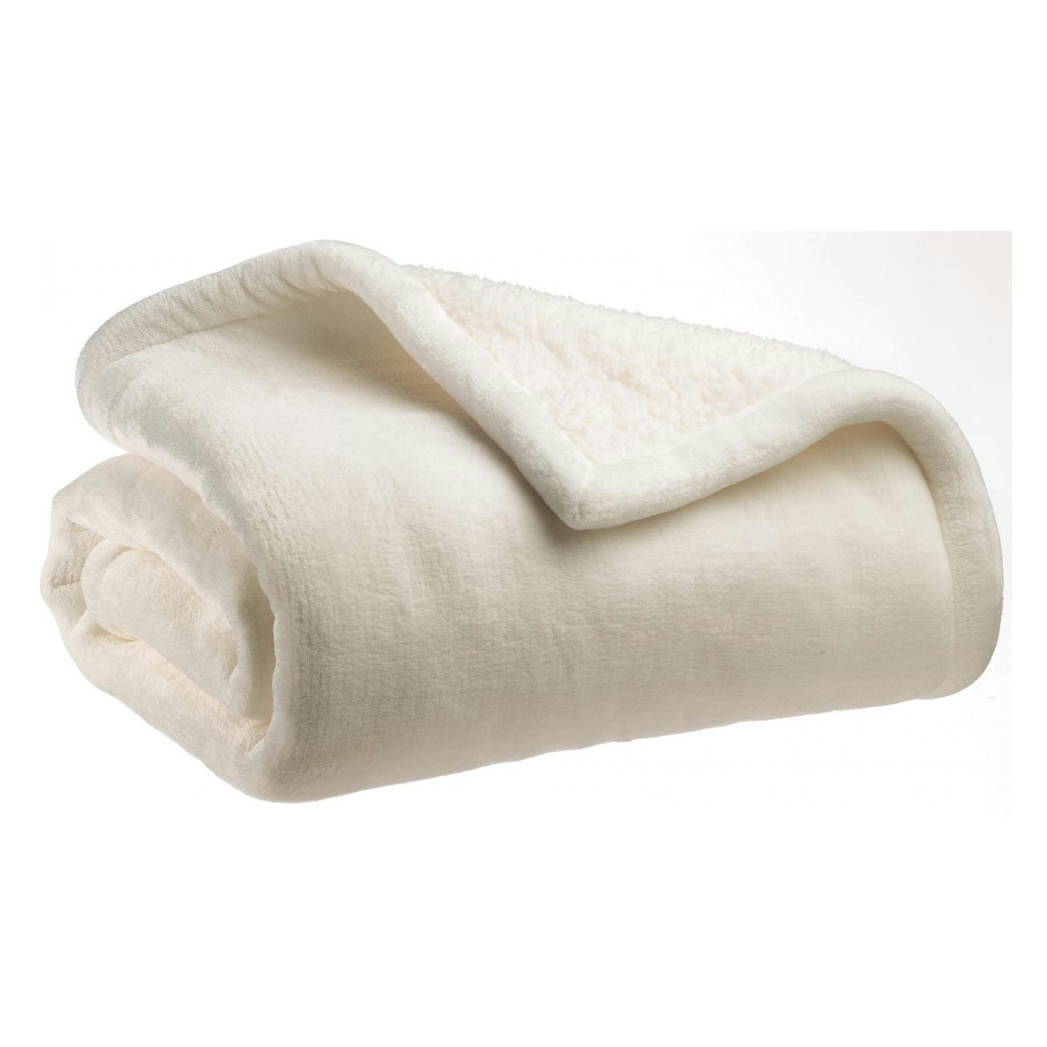 MICHKA - Plaid  en polyester neige 130 x 160