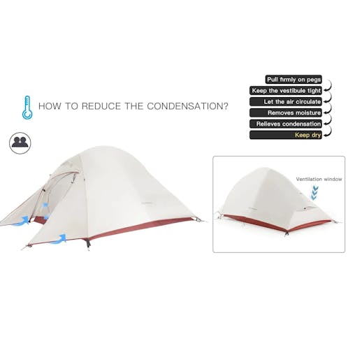 NNEOBA Ultralight 2-Person Backpacking Tent 20D Nylon Waterproof White