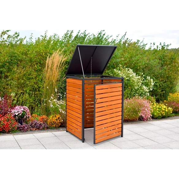 Mülltonnenbox, BxHxT: 64 x 109 x 64 cm, Aluminium/Eukalyptus