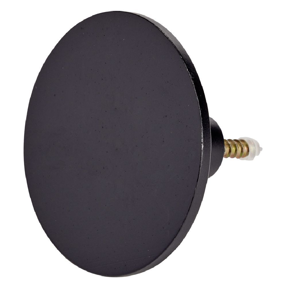 Patère murale ronde noir polyrésine Ø8cm