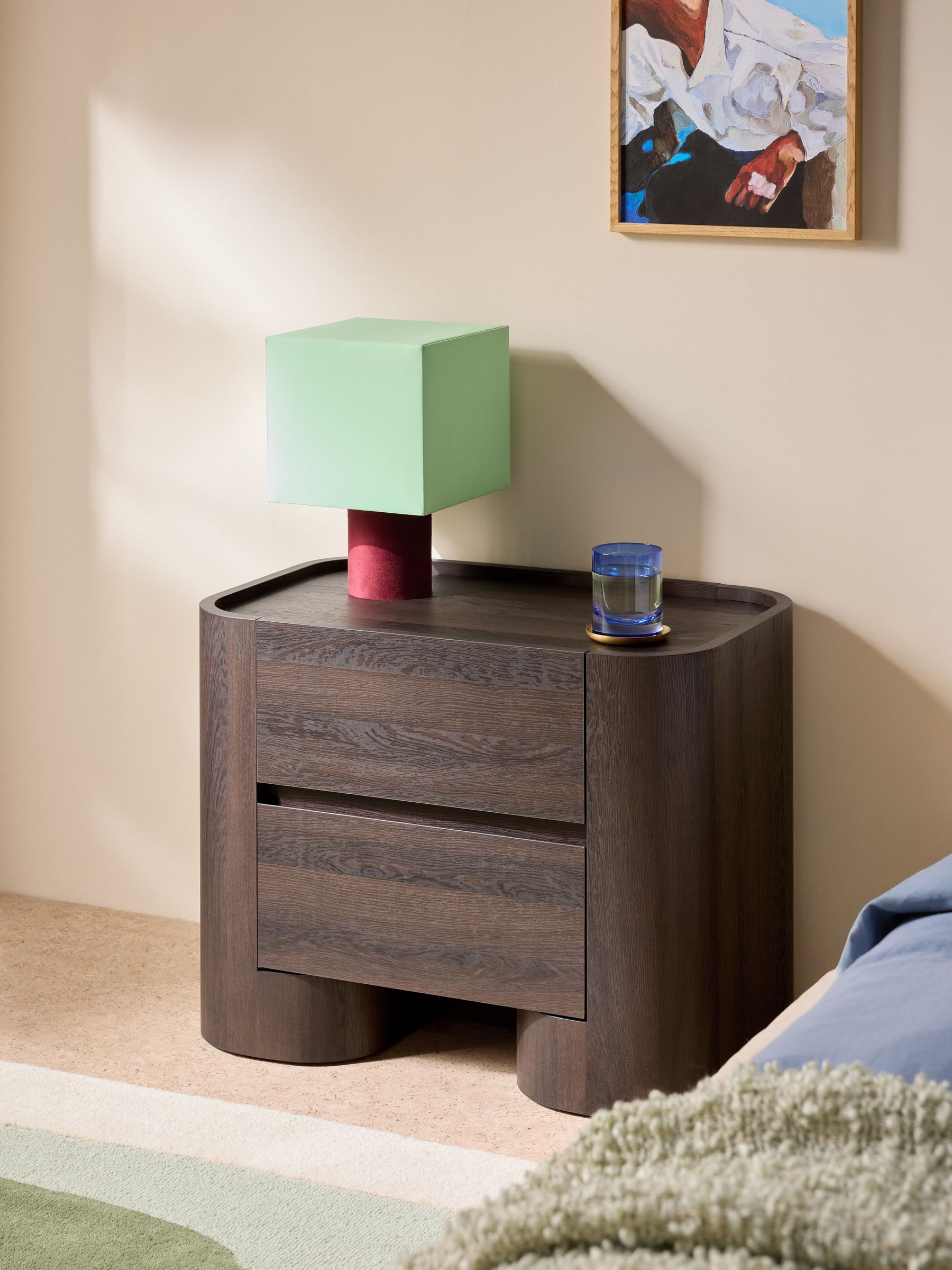 Kain Bedside Table in Dark Wood Effect