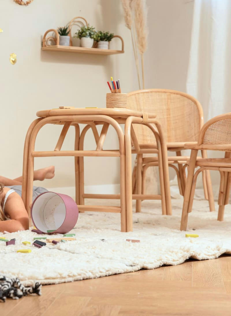 PALM - Table rectangulaire enfant rotin