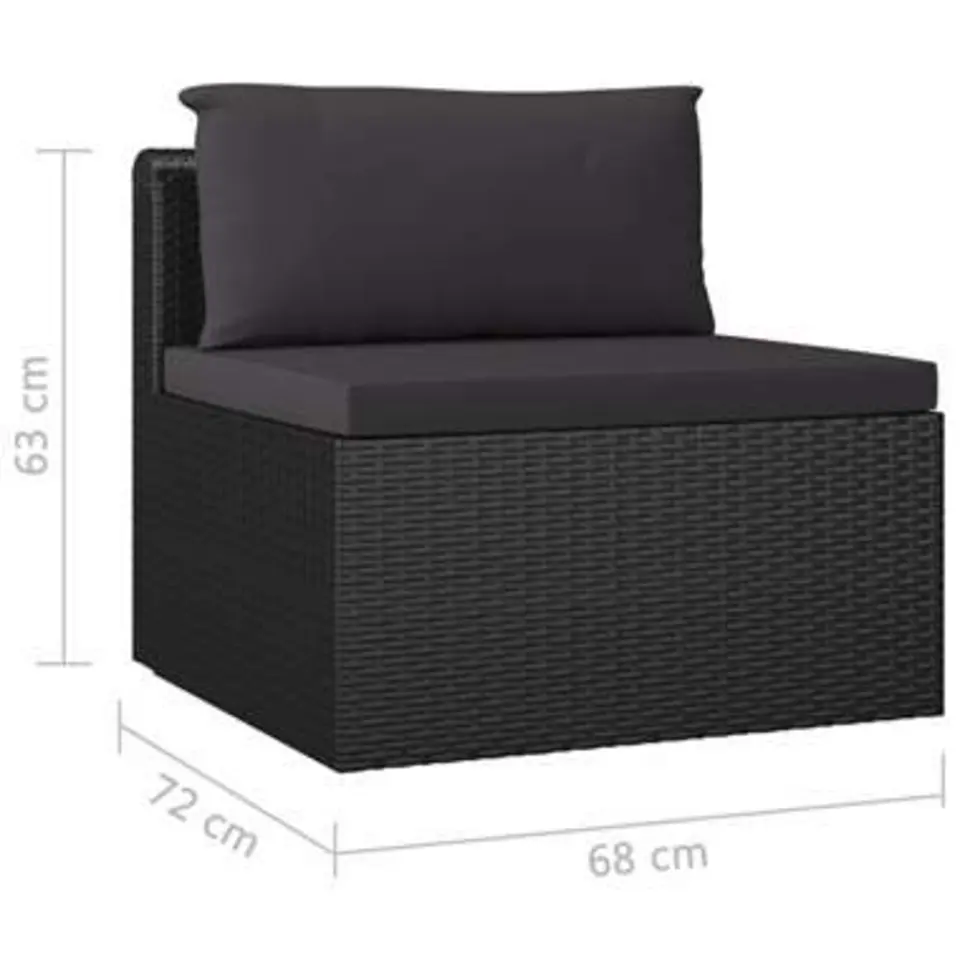 vidaXL - Tuinset - Zwart - Poly rattan