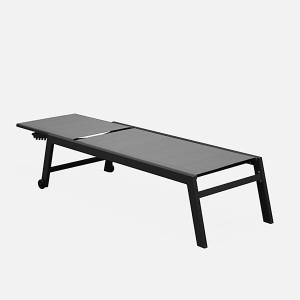 bain de soleil - Solis - Transat textilène et aluminium 6 positions. structure gris anthracite. textilène gris