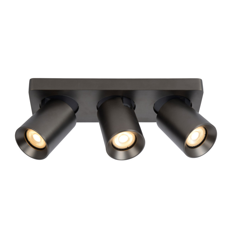 Spot LED Nigel acier noir dimmable GU10 3 x 5 W LUCIDE