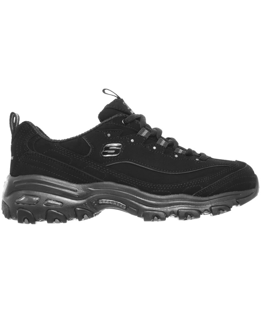Skechers Women's D'Lites Play On Nubuck Lace Up Shoes - Black