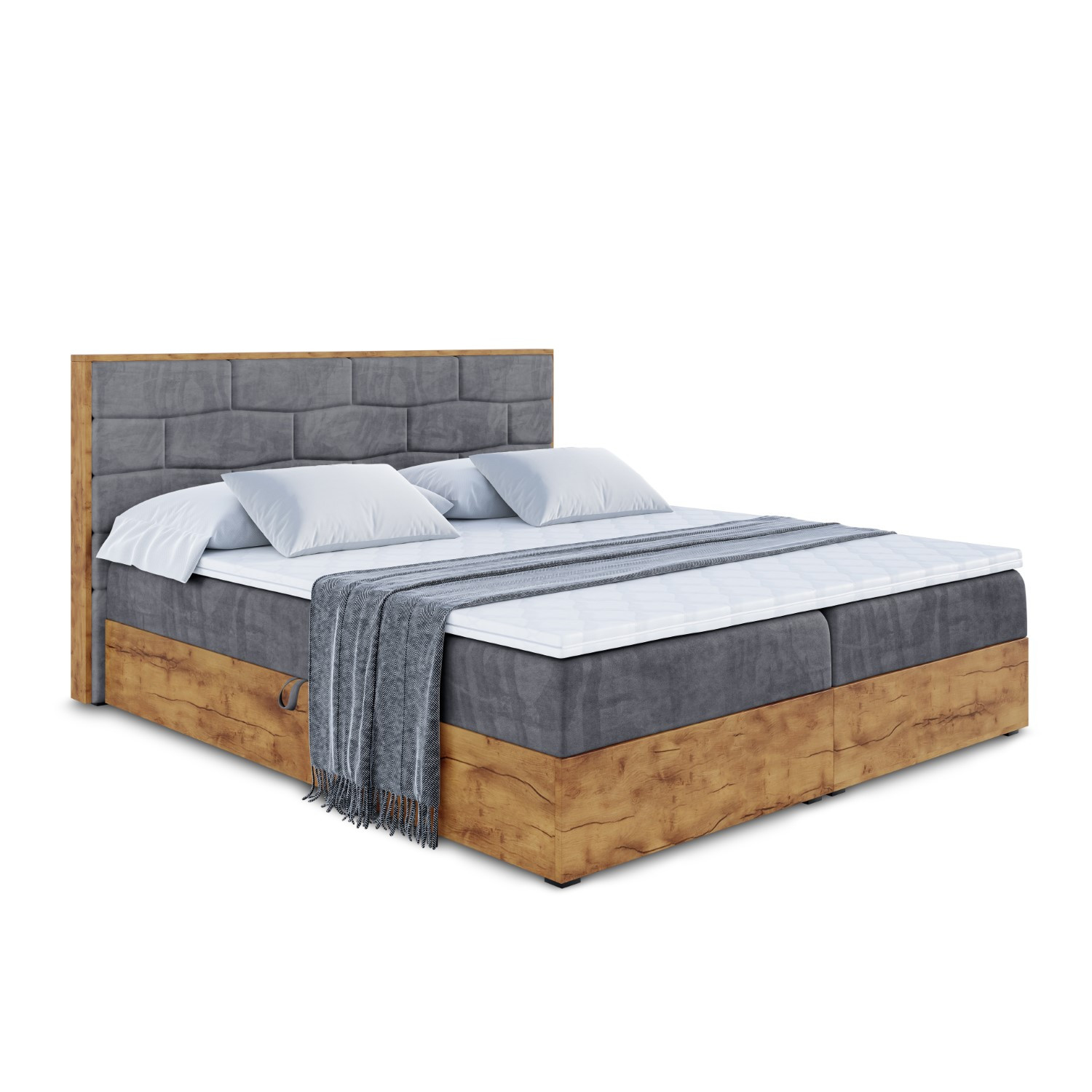 Łóżko kontynentalne z pojemnikiem i materacem H3 LOLLI8 - 120x200cm