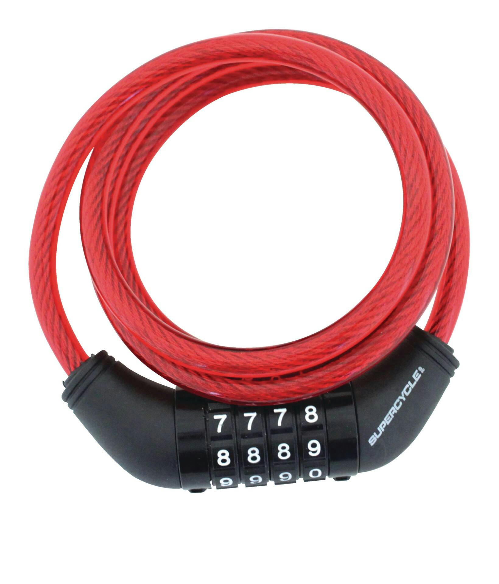 Supercycle Steel Bike Lock Cable w/Resettable 4-Digit Dial Combination, Anti-Theft, 8-mm
