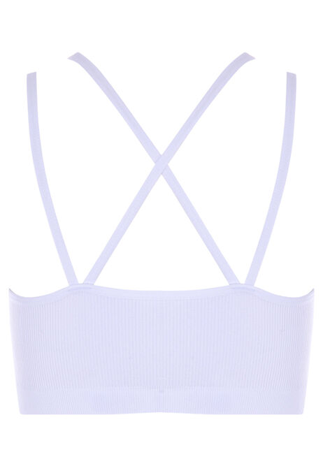 Older Girls White Rib Seam Free Comfort Bra