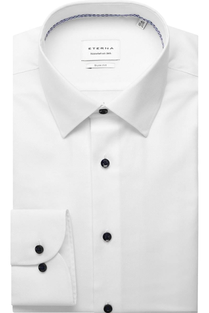 ETERNA Slim Fit Hemd weiss, Strukturiert (extra langer Arm)