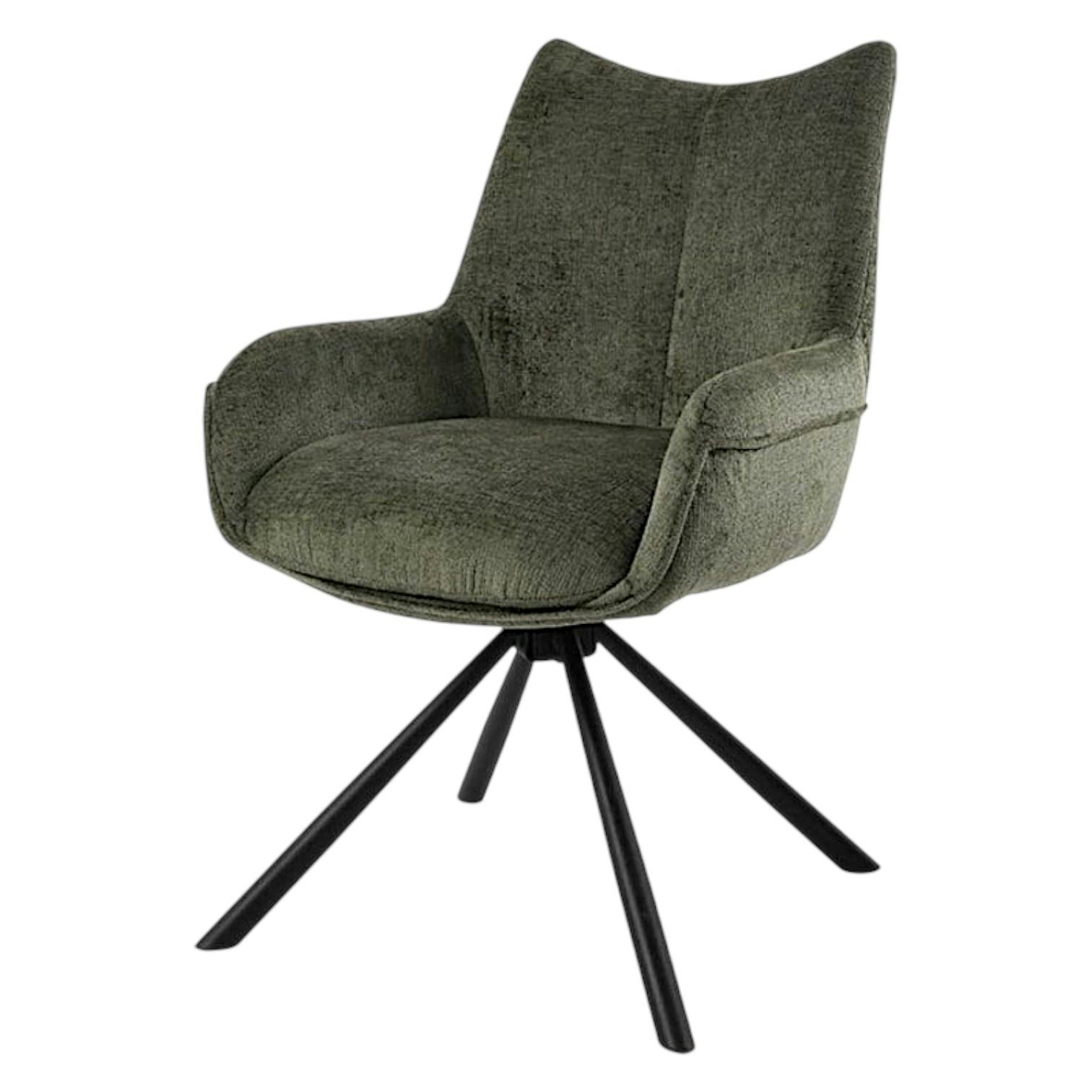 Chaise pivotante vert kaki à accoudoirs (lot de 2) IENA