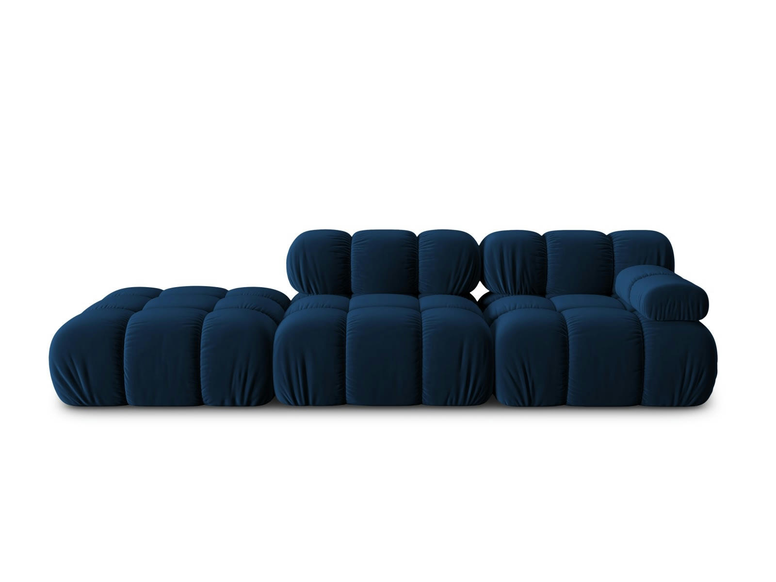 BELLIS - Canapé modulable gauche 4 places en tissu velours bleu roi