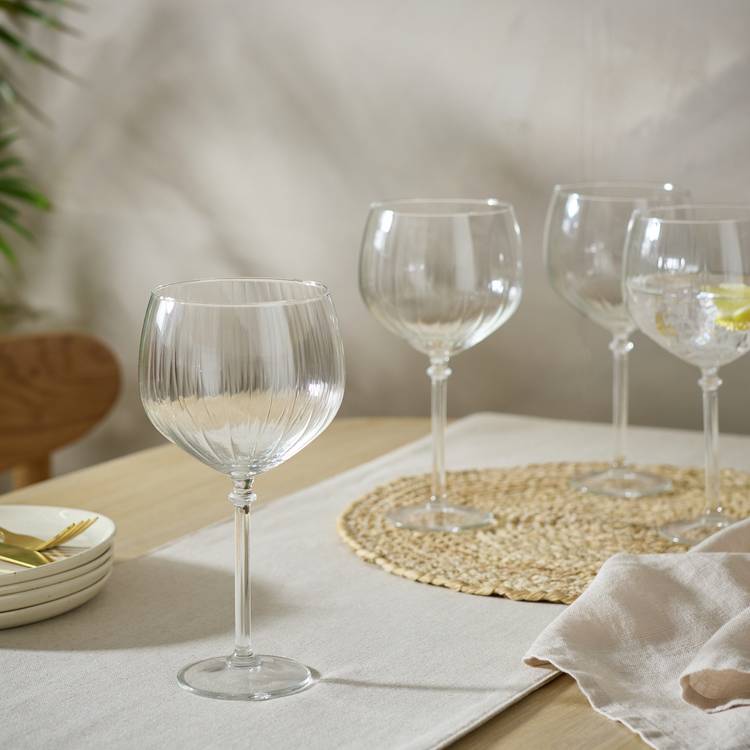 Habitat Optic Ribbed Set of 4 Gin Glasses