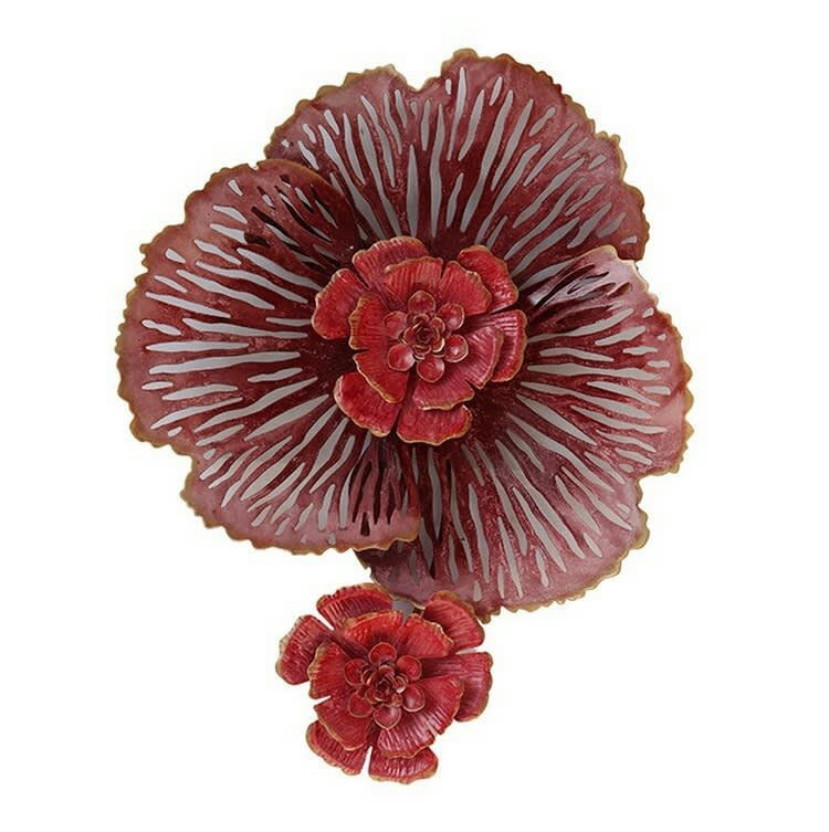 CASSIS - Décoration murale en métal fleur rouge 57x46x6
