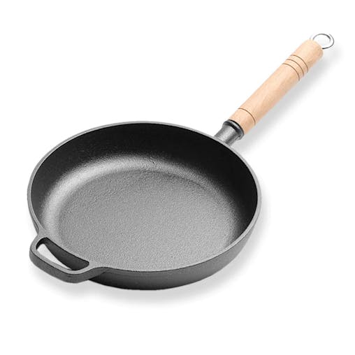 SOGA Round Cast Iron Frying Pan Skillet Steak Sizzle Platter with Helper Handle 25cm