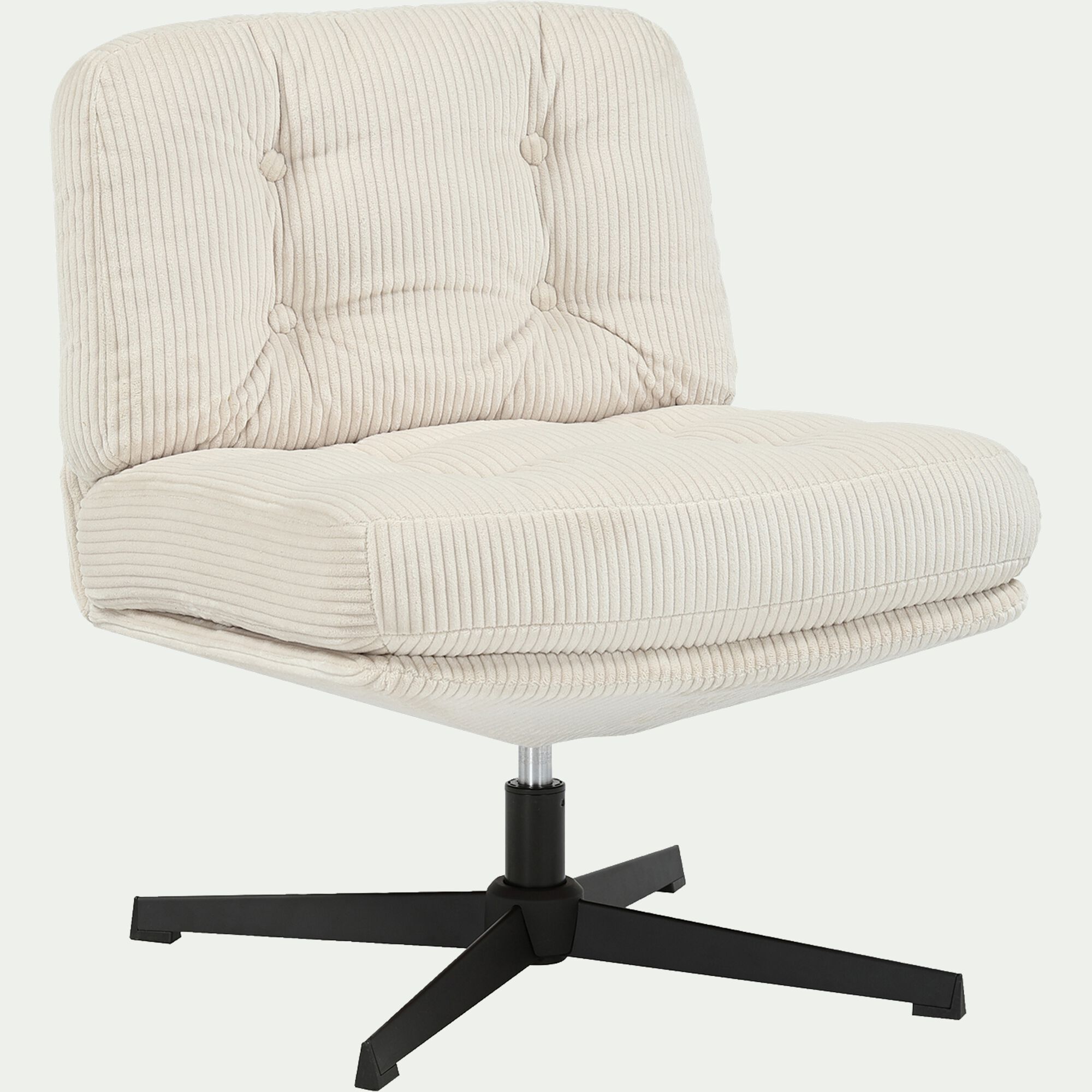 KIARA - Chaise pivotante en velours côtelé et piétement en fer - beige