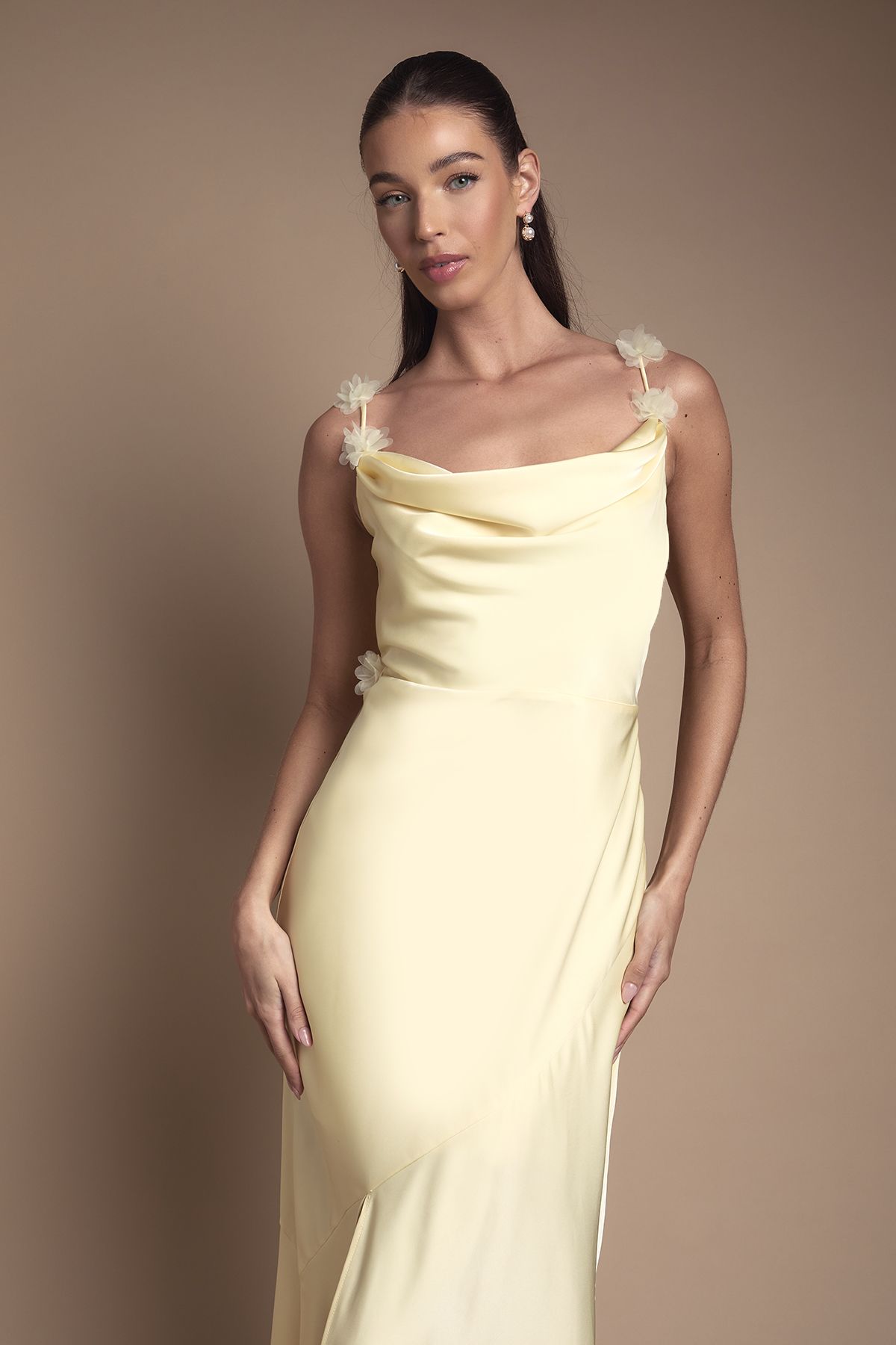 Coast Strappy Cowl Maxi with Floral Detail Bridesmaid Dress