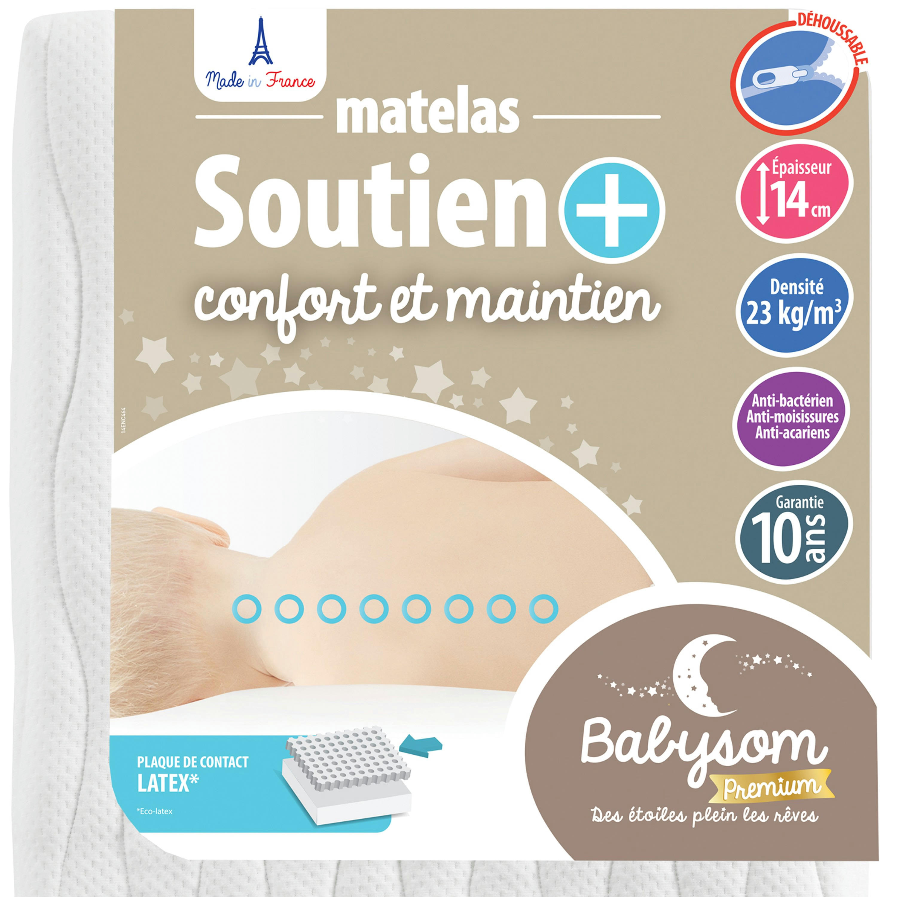 SOUTIEN+ - Matelas bébé déhoussable contact latex 60x120x14