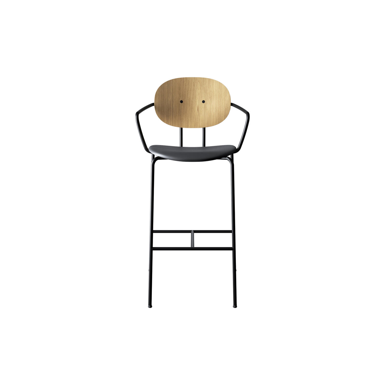PIET HEIN Bar Chair with Arms, hvidpigmenteret eg//Solid Black 509