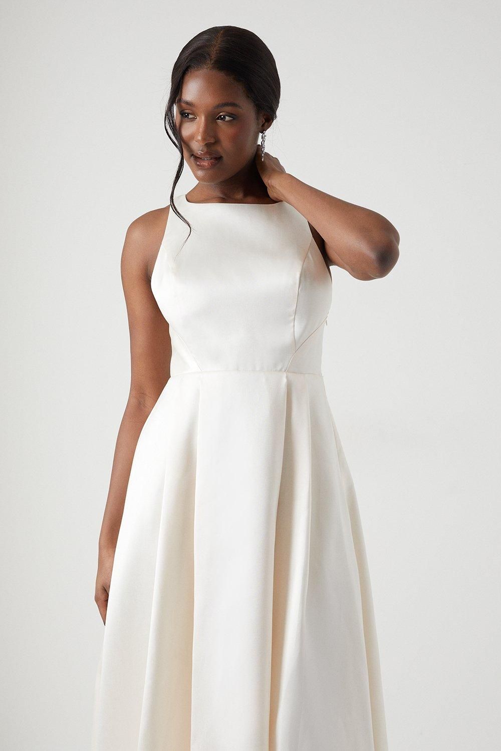 Coast Cross Back Twill Ecru Maxi Wedding Dress