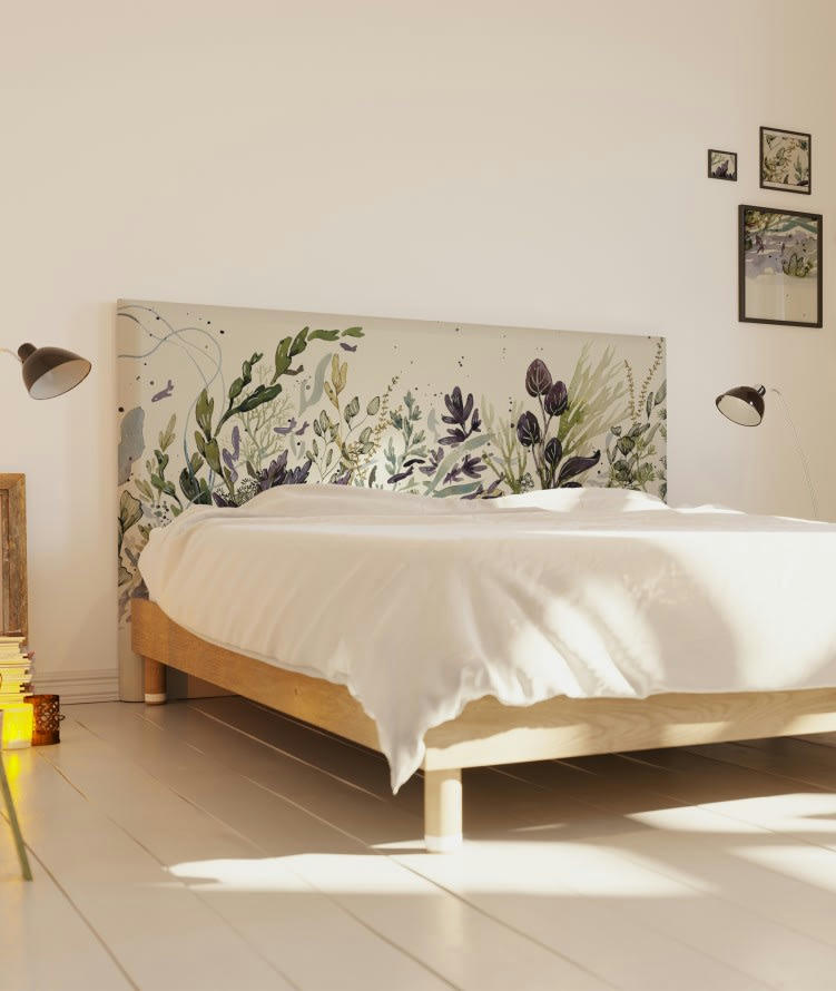 ONDE MARINE - Tête de lit avec housse Bleu 160 cm