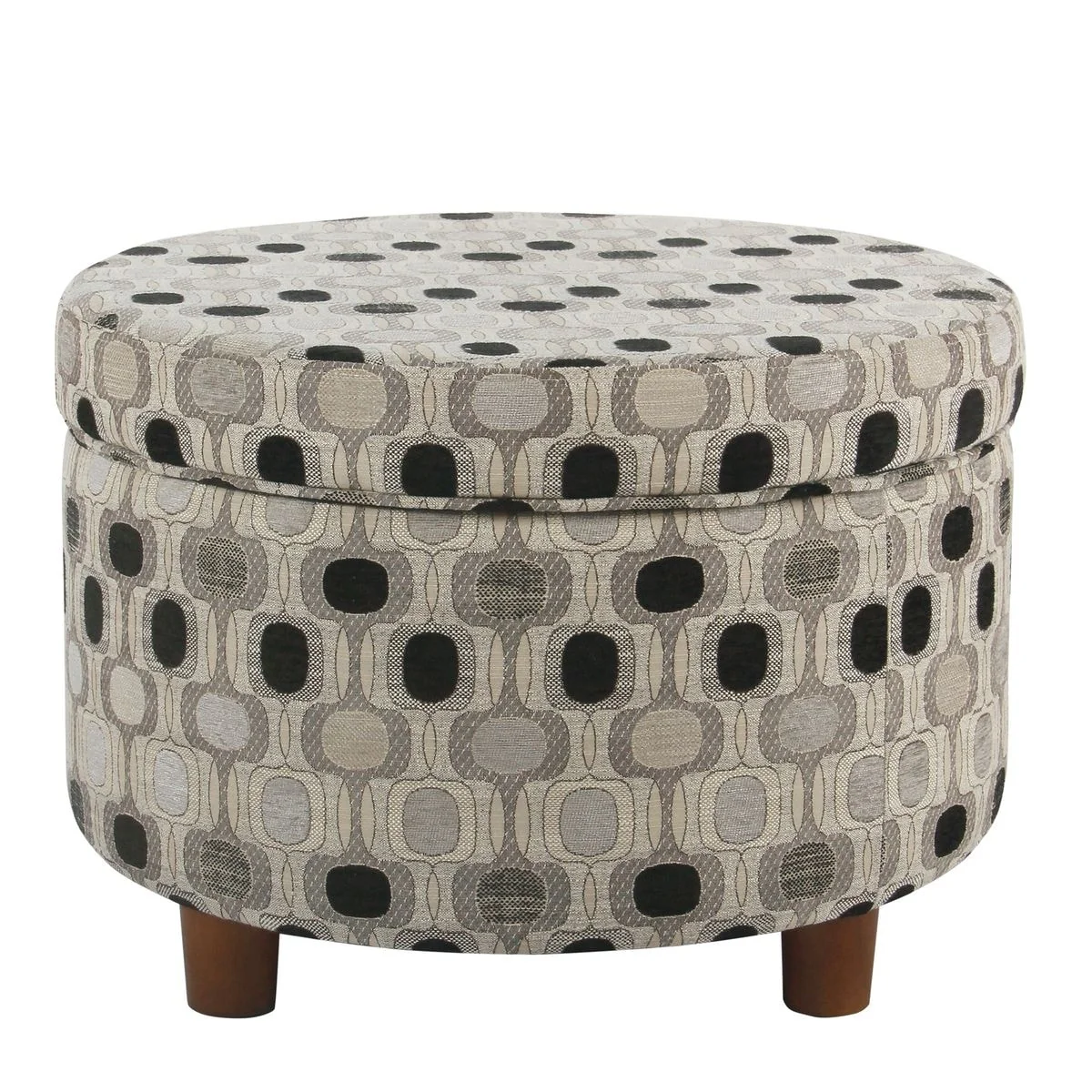 Porch & Den Ames Black Geo Round Storage Ottoman