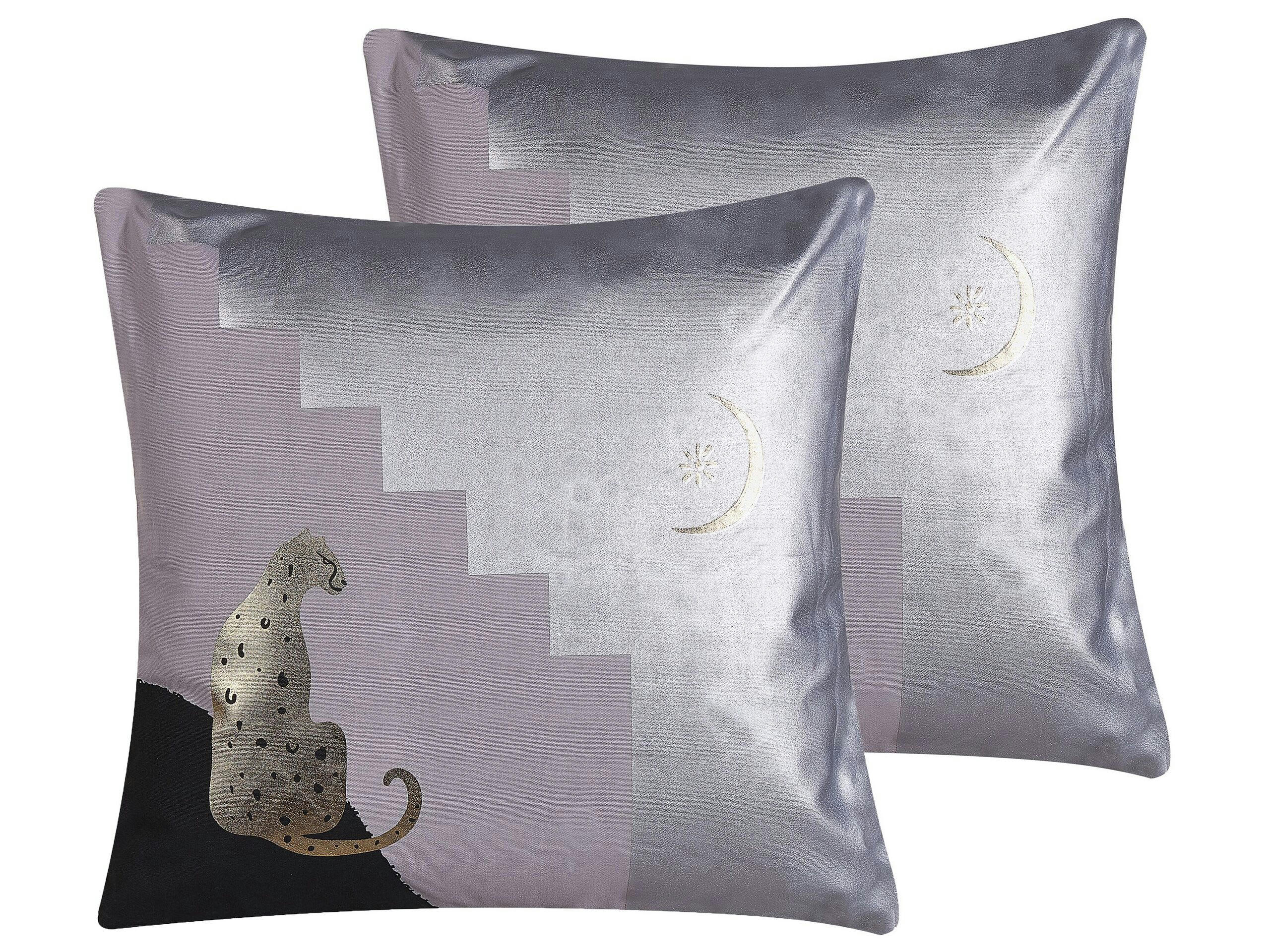 DIGITALIS - Lot de 2 coussin décoratifs en tissu gris 45x6cm