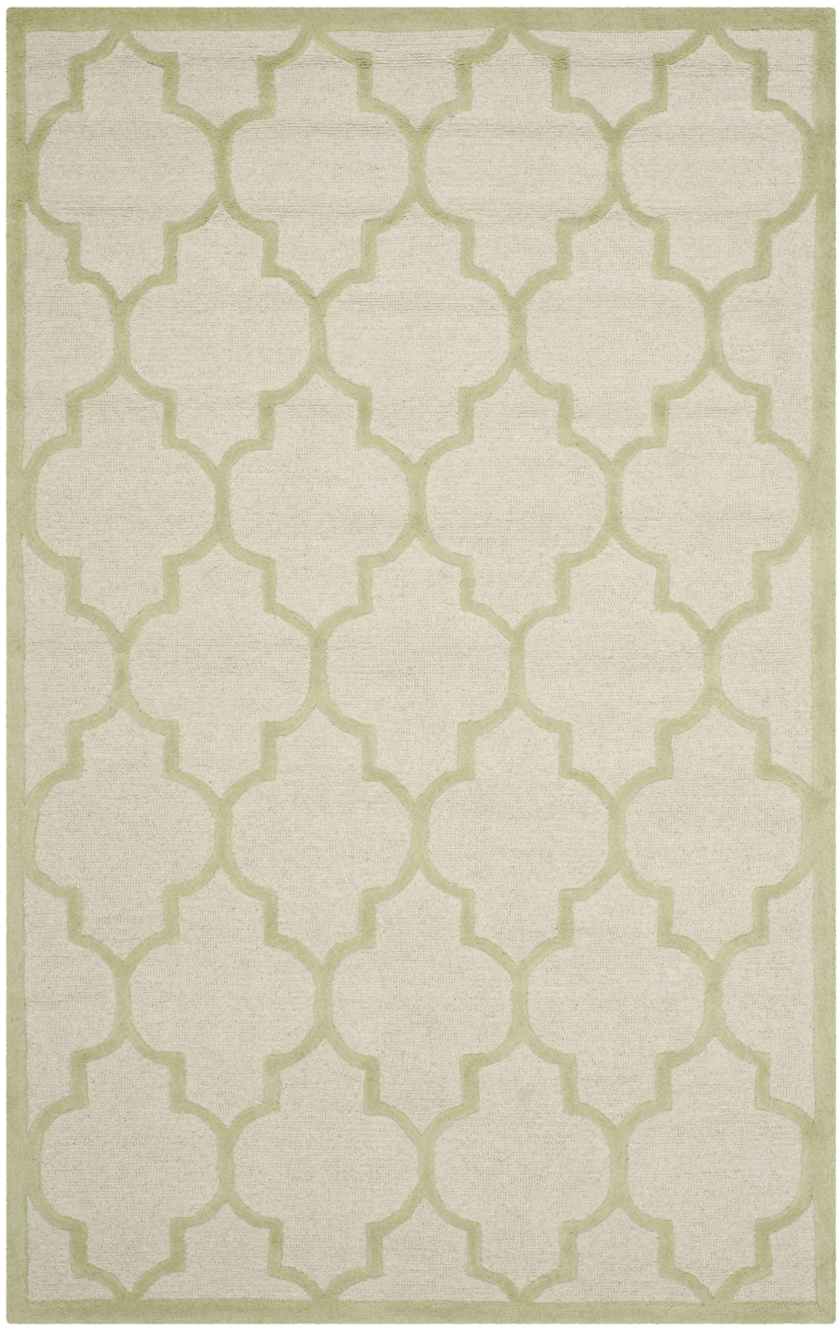 CAMBRIDGE - Tapis de salon interieur en ivoire & vert clair, 152 x 244 cm