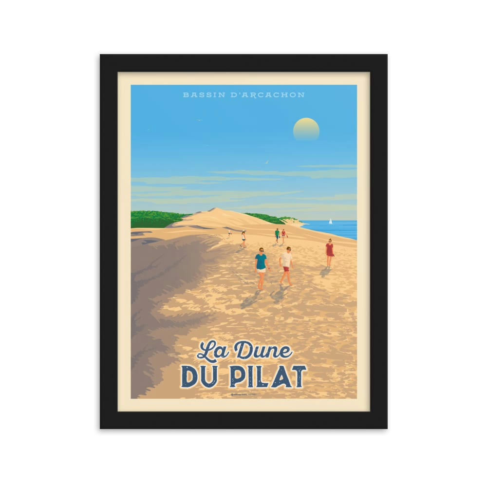 - Affiche Dune du Pilat Arcachon + Cadre Bois noir 21x29,7 cm