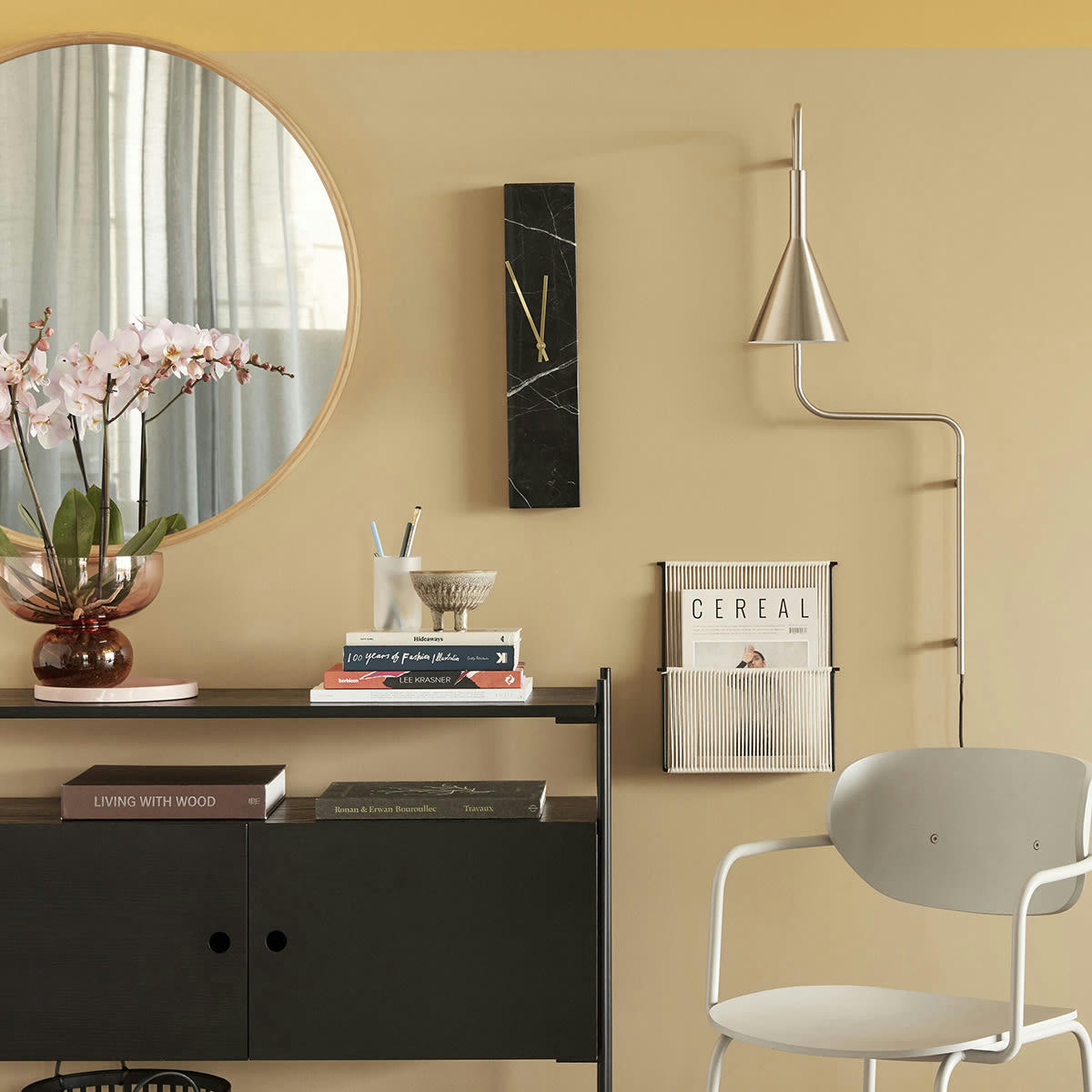 STRING - Porte-revues en coton et métal noir  H32