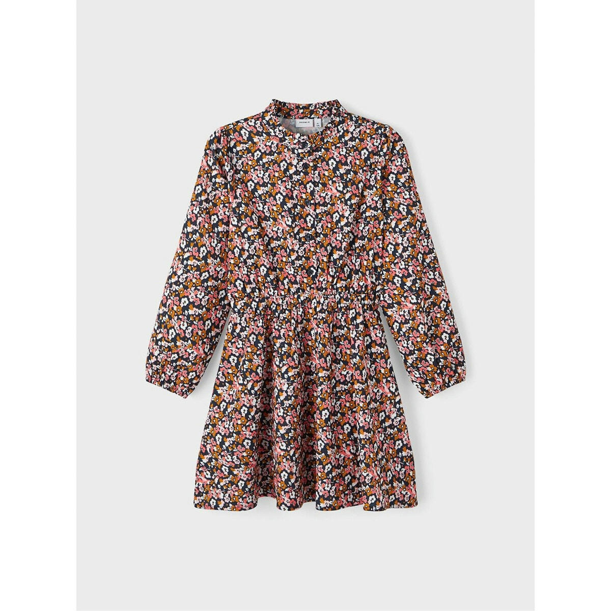 Robe, imprimé fleuri, manches longues