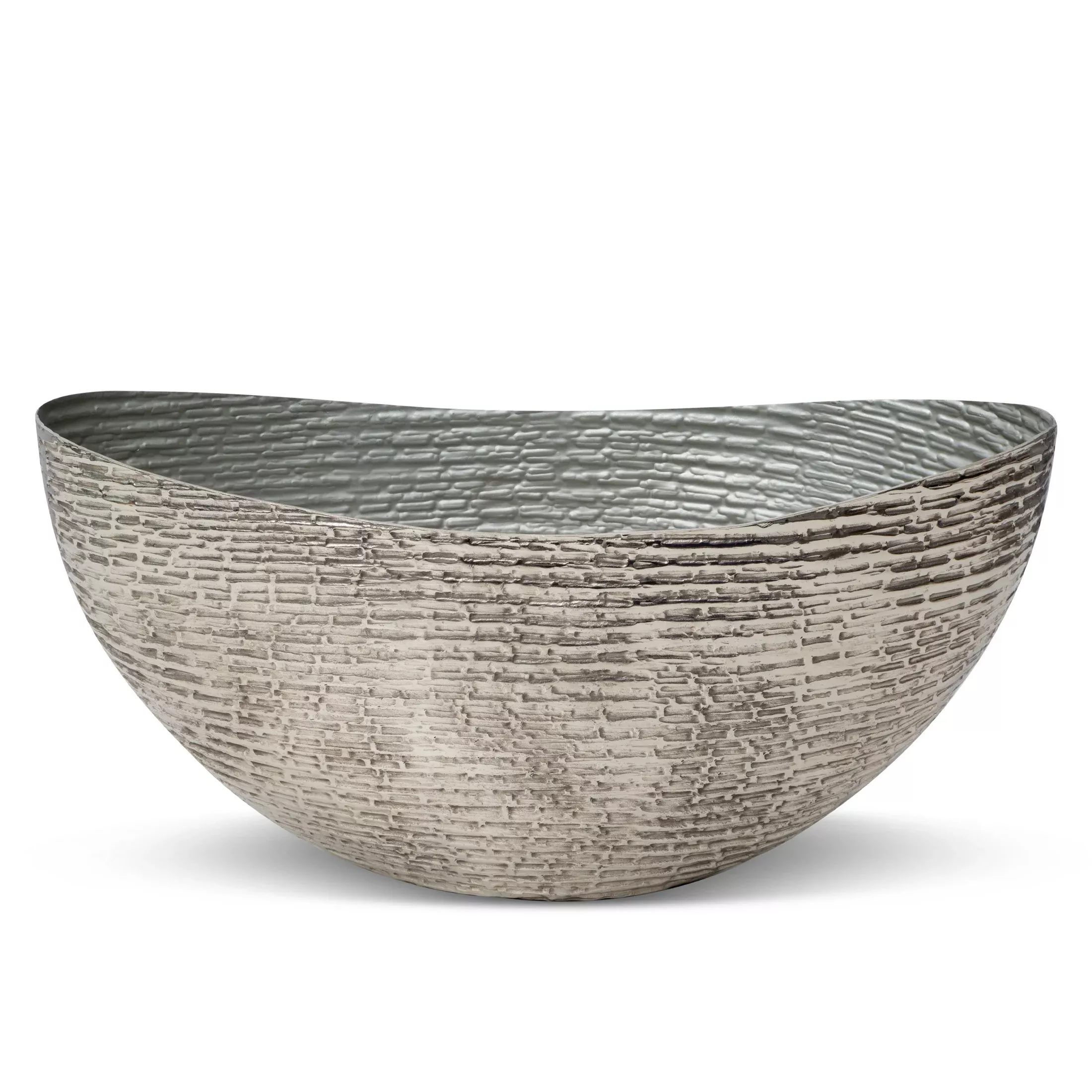 Misa metalowa srebrnaw prążki45x22x22 cm PARI 1