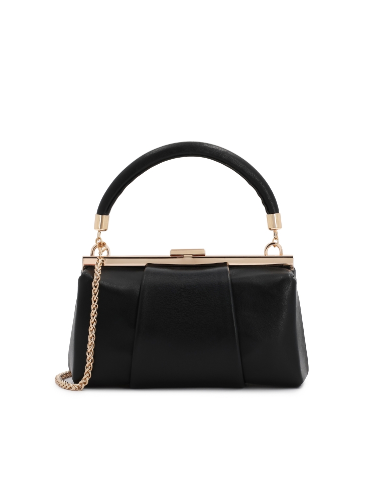 Elegant black clutch bag with rigid construction