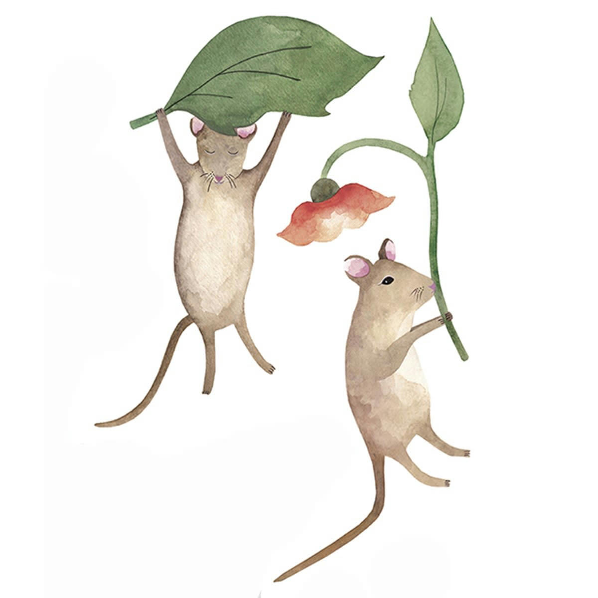 QUEYRAN - Stickers muraux souricettes en Vinyle mat Vert 29.7x42 cm