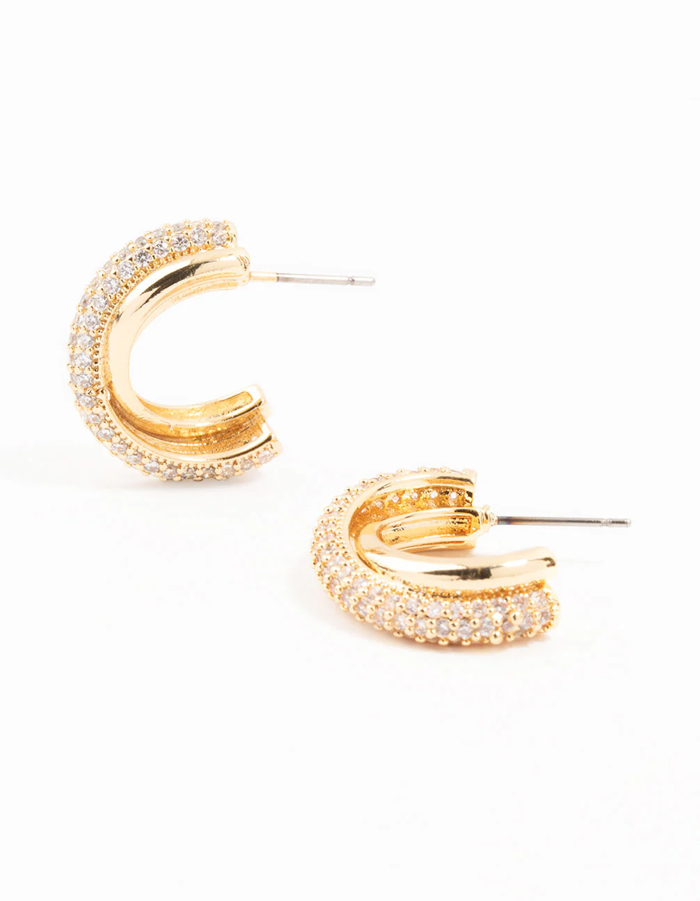 Mixed Metals Cubic Zirconia Cross Hoop Earrings