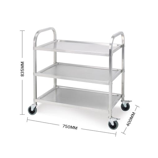 SOGA 2X 3 Tier Stainless Steel Food Cart Trolley Small 75x40x83.5cm