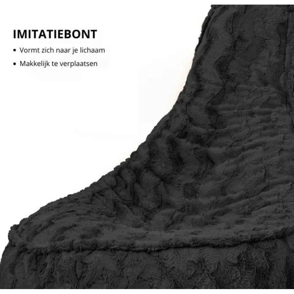 Parya Stoel Zitzak Bont - Zitzakfauteuil - Woonkamerzitzak - Zwart - Senior