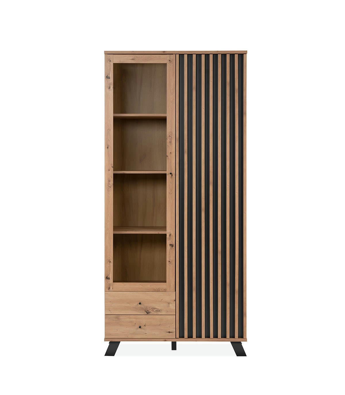 LUBLIN - Vaisselier 2 portes et 2 tiroirs effet bois - L92 x H198 cm