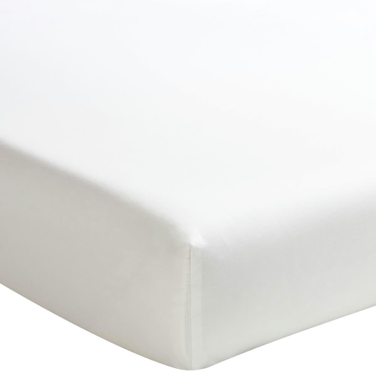 ROYAL LINE - Drap housse uni en percale de coton meringue 120x190