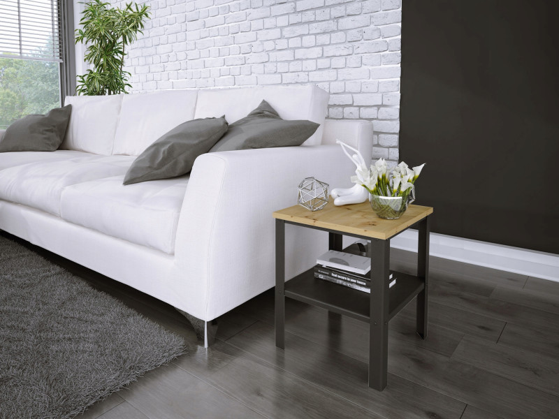 Stoliczek Skręcany Nocny Loft Industrial Czarny DA