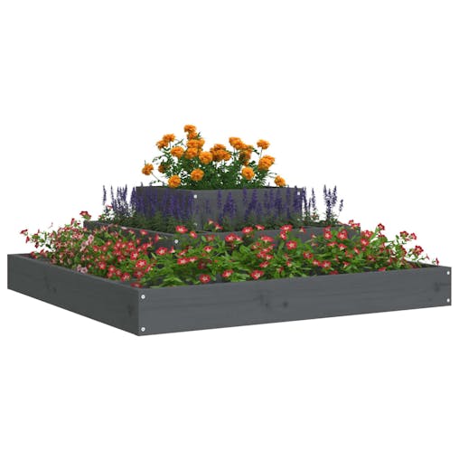 NNEVL Planter Grey 80x80x27 cm Solid Wood Pine