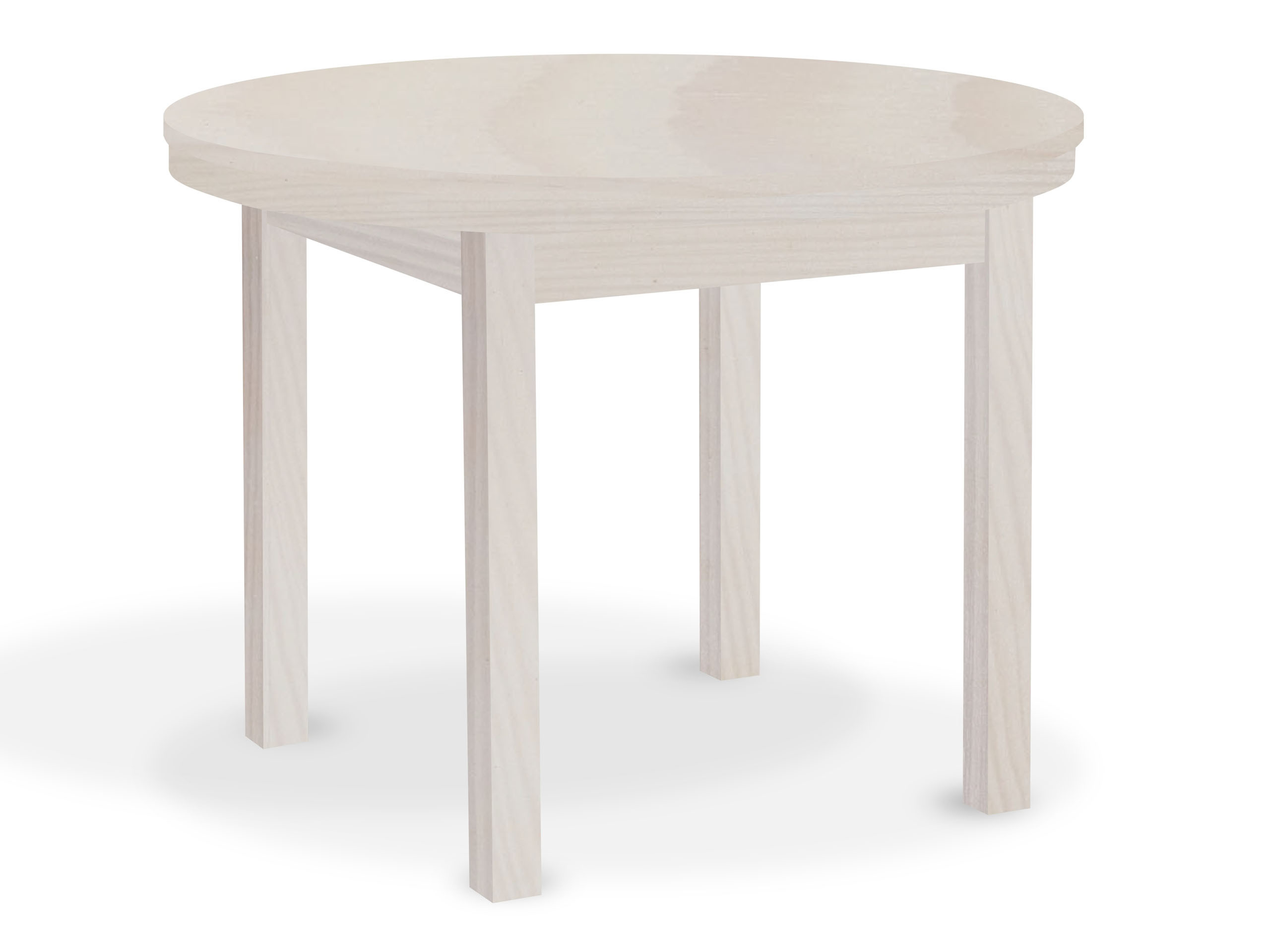 Stół Okrągły 100 - 150 cm rozkładany z drewna litego, bielony