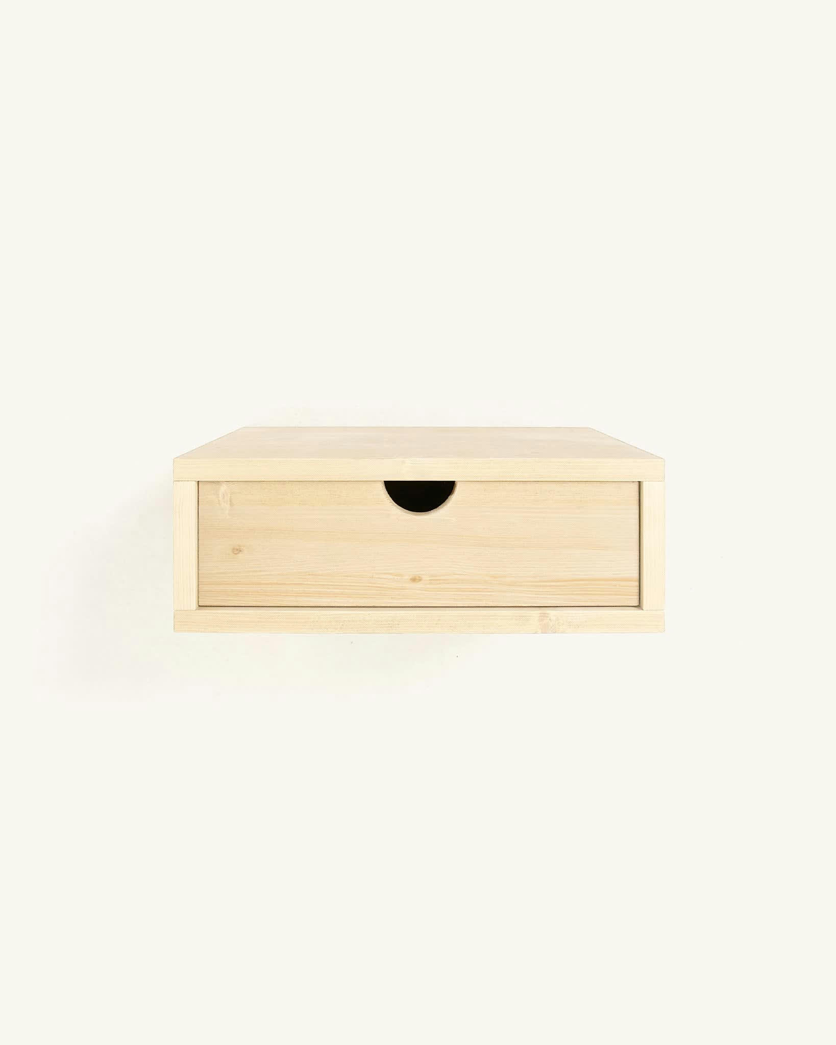 ANEU - Table de chevet flottante en bois de couleur beige