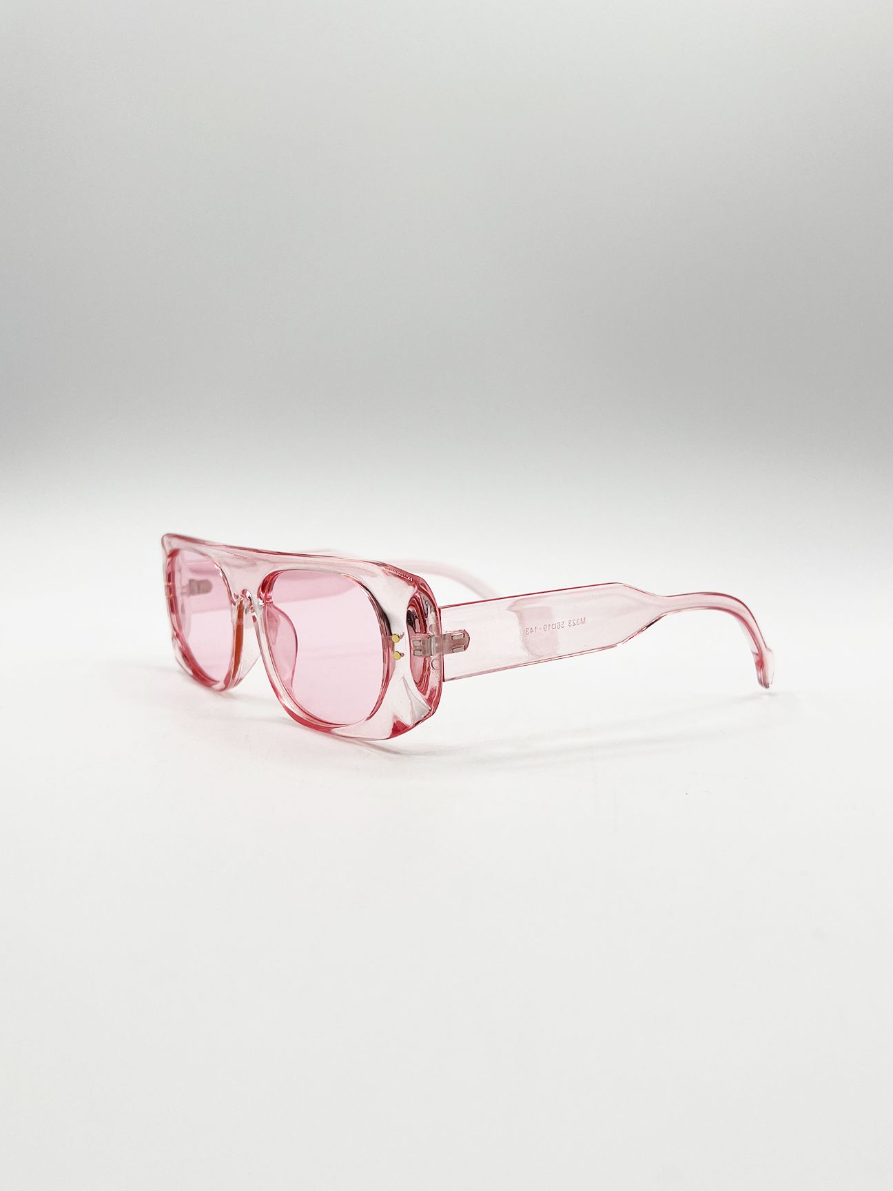 SVNX Flat Top Oval Sunglasses in Pale Pink